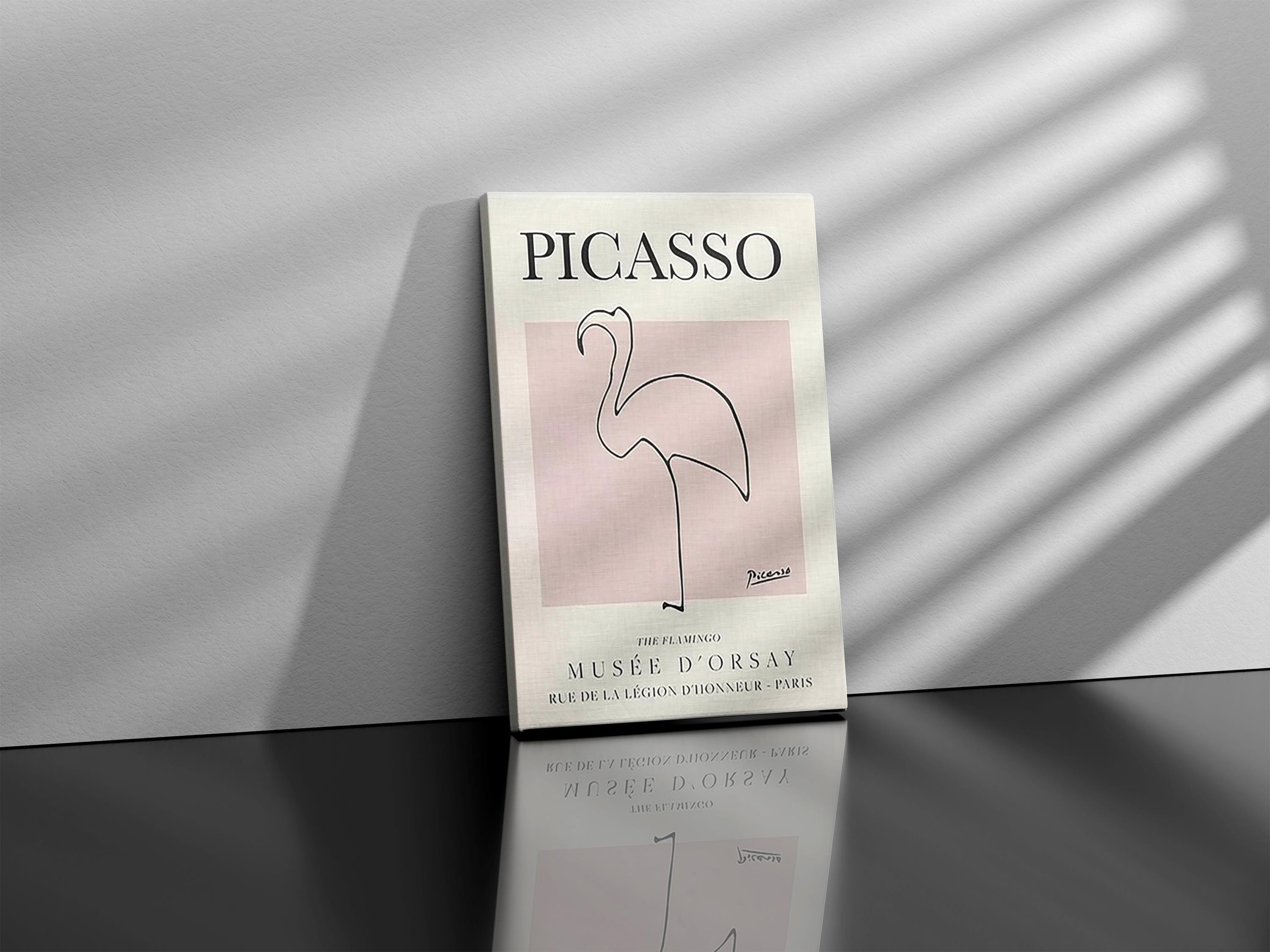 Picasso - Flamingo Canvas Print, Exhibition Vintage Line Art Poster, Minimalist Line Drawing, Ideal Home Decor or Gift Print