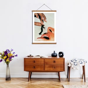Man Eater Surreal Collage Print, Vintage Lips Poster, Feminist Wall Art, Editorial Fashion Decor, Surreal Canvas Print image 4