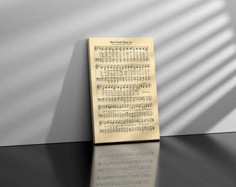 Hymn Page Print,How Great Thou Art Print, Vintage Sheet Music, Aged Antique Hymn, Inspirational Quote, Farm House Decor, Old Art