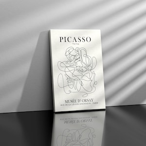 Pablo Picasso, Il poster dell'abbraccio, Stampa artistica della linea astratta di Picasso, Minimalismo moderno di metà secolo, Stampa d'arte della parete della mostra in galleria, Line Art