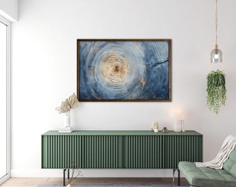 木の年輪プリント、湖畔の家、大型壁掛けアートポスター - Etsy 日本