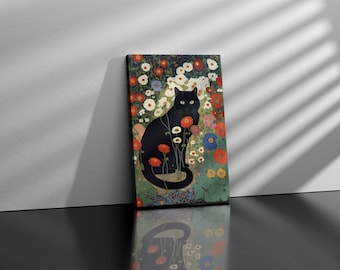 Gustav Klimt Black Cat Print, Klimt Museum Poster, Gustav Klimt Poster, Klimt Exhibition Poster, Gustav Klimt Painting, Black Cat,