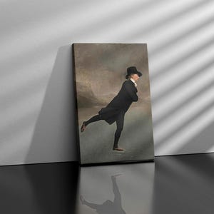 The Skating Minister, Vintage Winter Wall Art, Gentleman Skating Print Art, Moody Neutral Holiday Decor
