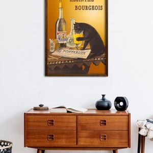 Absinthe Bourgeois-affisch, vintage 1902 fransk katt-alkoholreklam väggkonsttryck bild 5