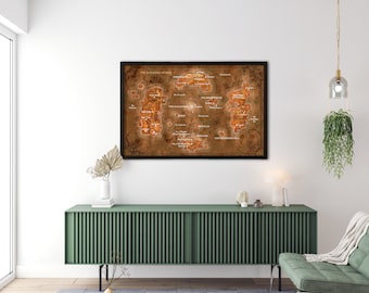 KALIMDOR, Orientale, Nordania MAPPA World of Warcraft, Mappa, Mappa del mondo, Tela, Pergamena, WallArt, Regalo, WOTLK, Wrath of the LichKing, Azeroth,