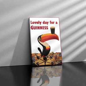 Guinness beer Canvas,Beer poster Art,Guinness poster,Lovely day for a Guinness,Beer,Guinness vintage poster,beer print,Toucan poster