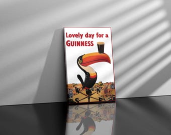Guinness beer Canvas,Beer poster Art,Guinness poster,Lovely day for a Guinness,Beer,Guinness vintage poster,beer print,Toucan poster