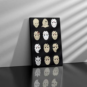 JASON VOORHEES: Friday The 13th, Every Mask Poster, Evolution of Jason Voorhees Quality Wall Art Home Decor Horror Movie