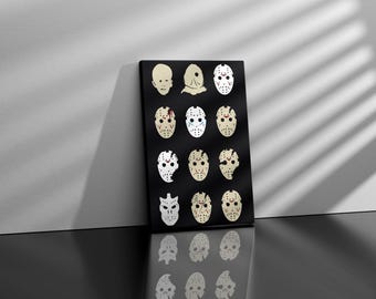 JASON VOORHEES: Friday The 13th, Every Mask Poster, Evolution of Jason Voorhees Quality Wall Art Home Decor Horror Movie