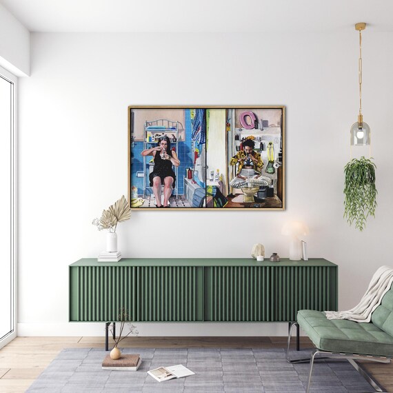 Broad City: Abbi and Ilana prints from the oil painting,Bathroom Funny Wall Art,