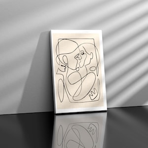 Picasso Line Drawing, Picasso The Love Print, One Line Art, Picasso Poster, Stampa minimalista, Stampe d'arte Picasso, tela incorniciata e stampata,
