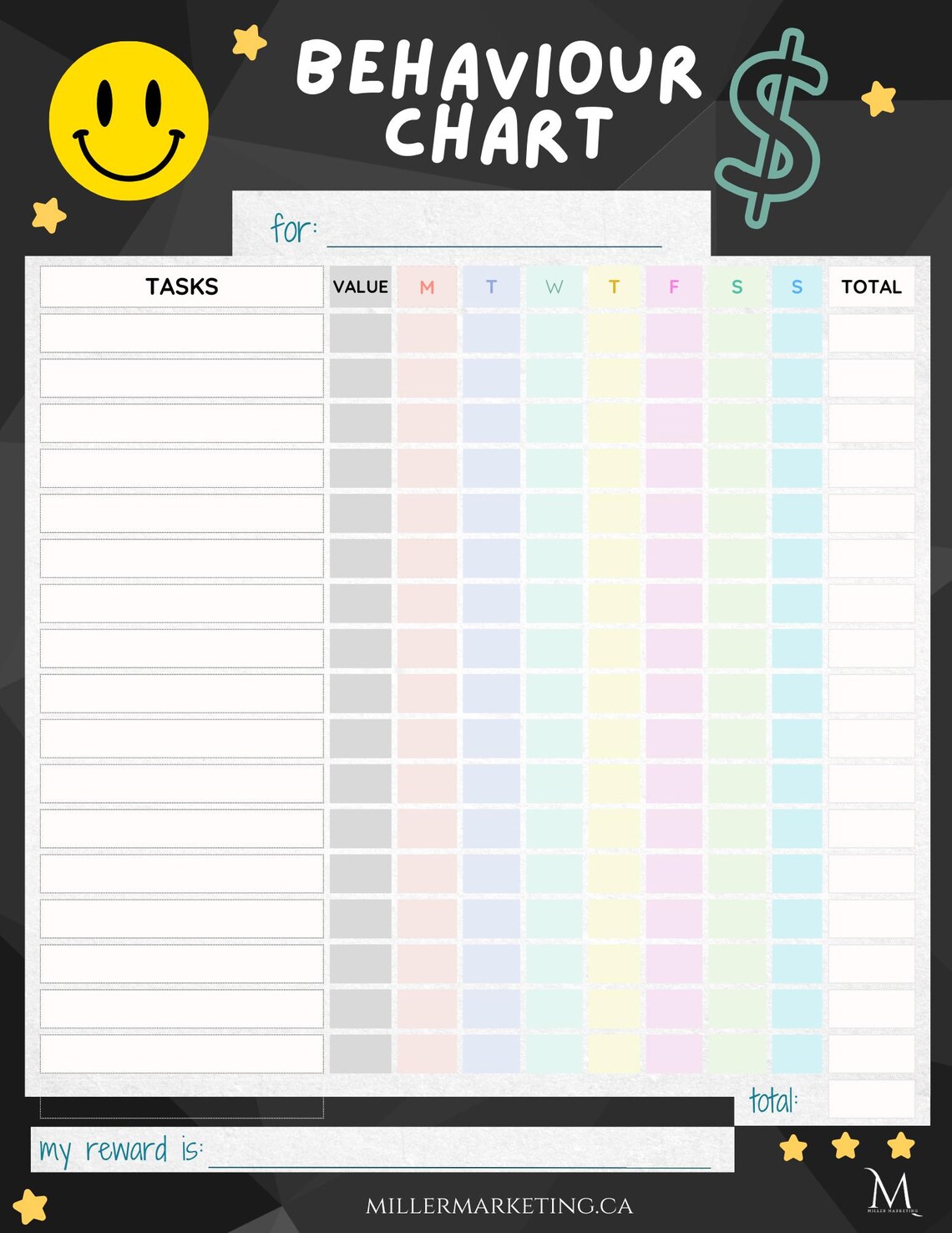 Kids Behaviour Reward Chart Accountability Tool for Good Behaviour ...
