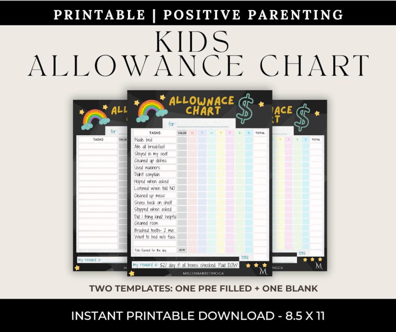 Kids Allowance Reward Chart | Good Behavior Tracking | Black Kids ...