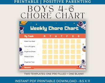 Boys Chore Chart for Good Behaviour | Kids Fun Behaviour Chore Chart | Positive Reinforcement | Editable and Printable | Engaging|Teachable|