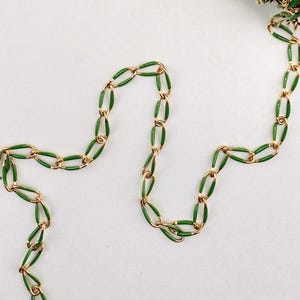 Green Enamel Chain for Permanent Jewelry: 18k Gold Plated Stainless Steel
