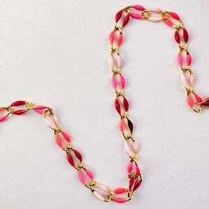 Pink Red Enamel Chain: 18k Gold Plated Stainless Steel Permanent Jewelry