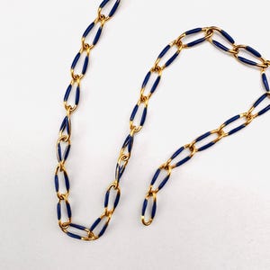 Navy Blue Enamel Chain: 18k Gold Plated Stainless Steel, Permanent Jewelry