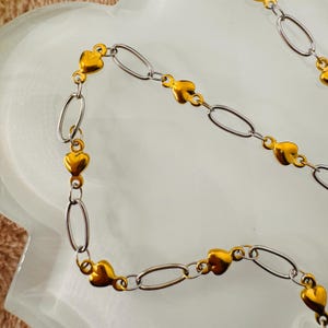 18k Gold Plated Heart & Oval Link Chain for Permanent Jewelry