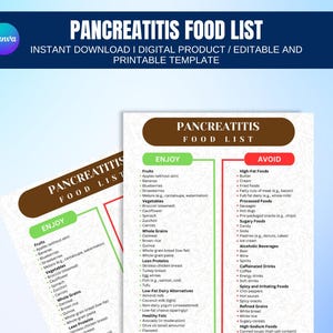 Lista de alimentos para pancreatite, Guia de alimentos para pancreatite, Plano de refeições para dieta de pancreatite, Lista de dieta para saúde intestinal