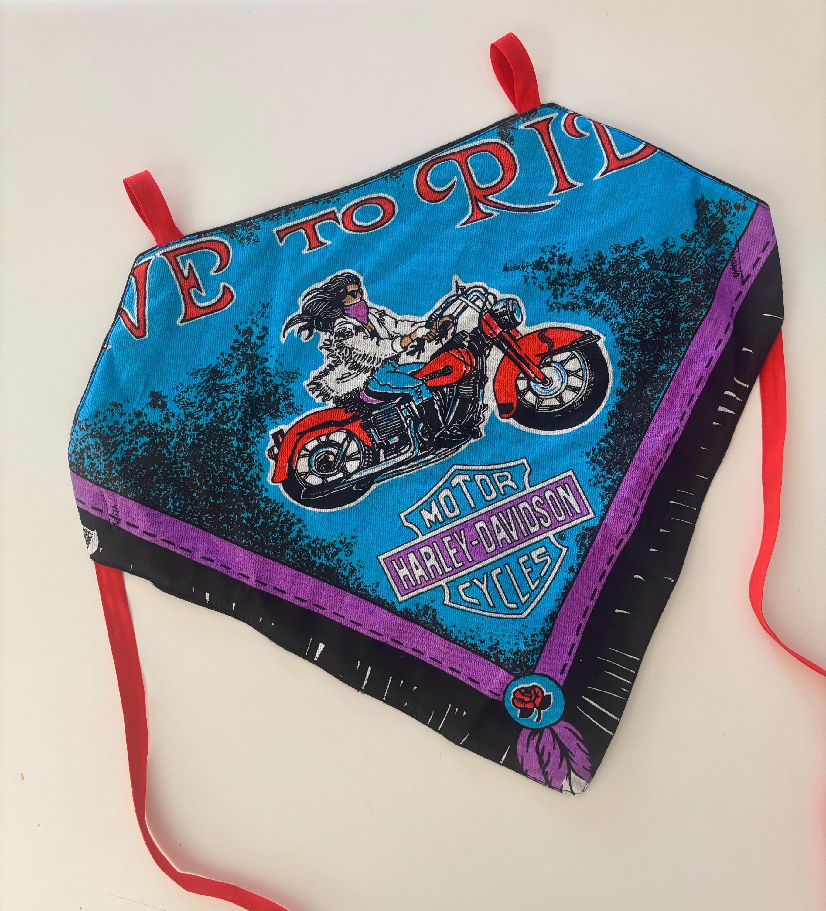 Vintage Reworked Harley Davidson Bandana Halter Top | Upcycled