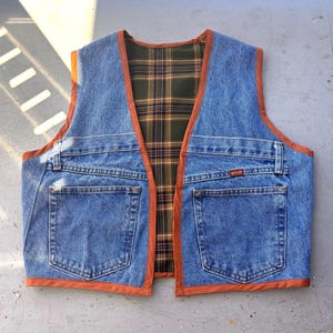 Reworked Denim Vest | Upcycled Denim Vest | Rustler Jeans Vest | Denim Patchwork Sustainable Vest | Upcycled Handmade Denim Top