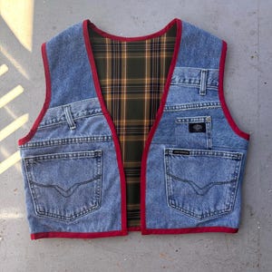 Reworked Harley Davidson Denim Vest | Upcycled Denim Vest | Jeans Vest | Upcycled Denim | Patchwork Sustainable Vest | Harley Vest Upcycle