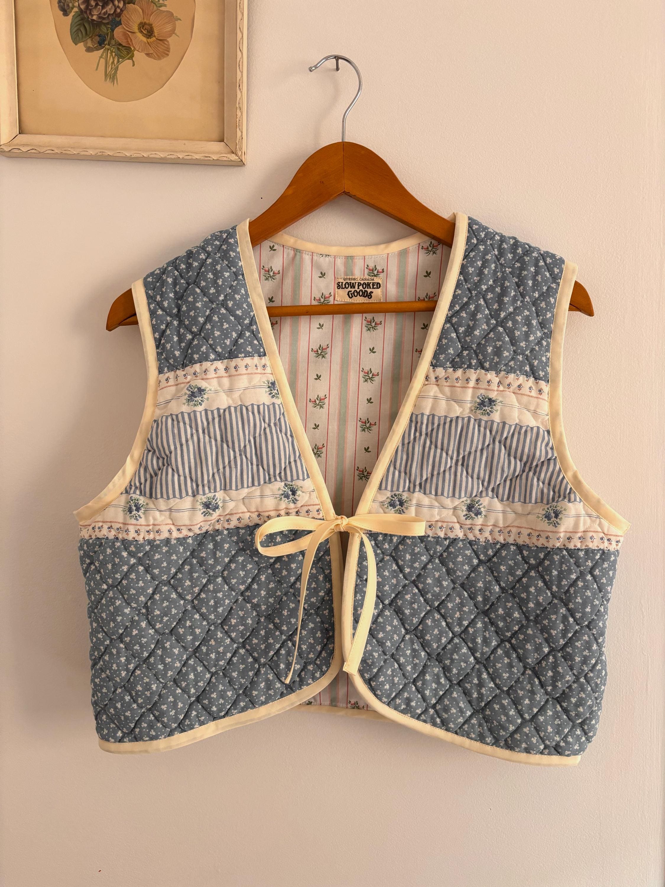 Quilt Vest , Upcycled Vest , Upcycled Quilt Vest , Cottage Core Top , Reworked Top , Reworked Vest, Cute Handmade Reworked Blanket Vest