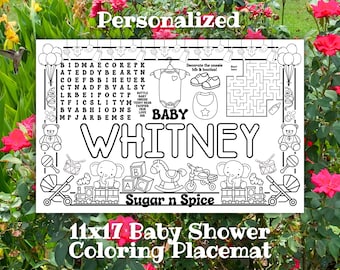 Baby Shower Coloring Page, Personalized Gender Reveal (Digital Download)