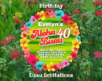 Faire-parts d'anniversaire Aloha Luau, décoration estivale pour barbecue, faire-parts piscine, thème plage tropicale