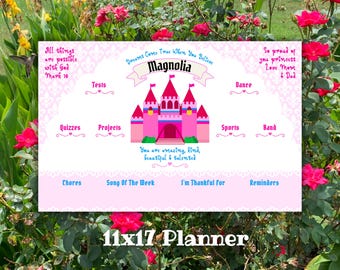 Princess Gifts, Weekly Planner, Kids Stationery, Princess Castle, Girls Birthday Gift, Personalized School Supplies