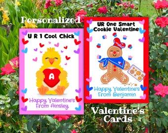 Kids Valentines Cards, Personalized Valentine Card, School Class Party Favors, Teacher Valentines For Students