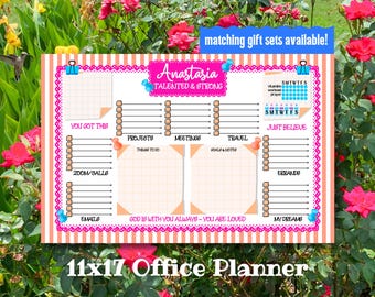 Agenda rayé, Papeterie de printemps pour femme, Bloc-notes de bureau, Anniversaire de maman, Organiseur de liste de tâches