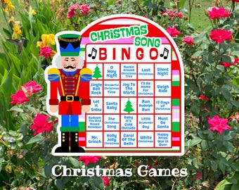 Christmas Song Bingo, Holiday Party Games, Classic Christmas Songs, Music Charades
