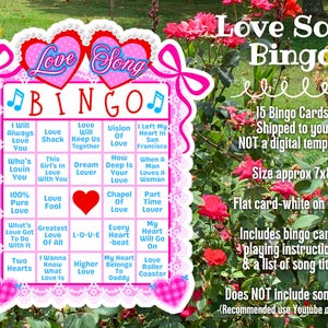 Love Song Bingo, Musical Charades, Bachelorette Games, Galentines Party Favors, Valentines Game image 4