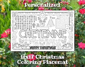 Christmas Coloring Placemats, Kids Coloring Pages, Holiday Activity, Dinner Table Placemat