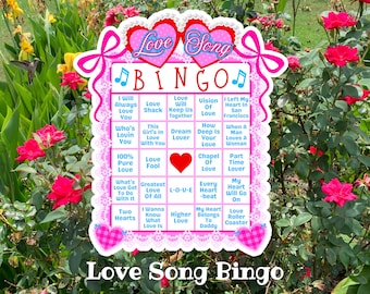 Love Song Bingo, Musical Charades, Bachelorette Games, Galentines Party Favors, Valentines Game