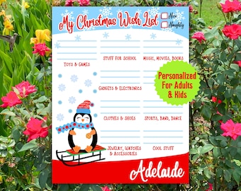 Christmas Wish List, Printable Holiday Shopping Lists, Christmas Gift Guide, Family Holidays Game