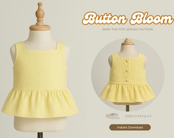 Baby Ruffle Top Schnittmuster - Button Bloom, anfängerfreundlich (PDF Download)
