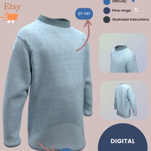 Basic Long Sleeve Children Tee Shirt PDF Sewing Pattern | Instant Download