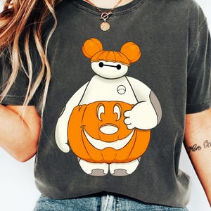 Disney  Big Hero 6 Baymax Halloween Pumpkin Fall Shirt, Pumpkin Baymax Sweatshirt, Baymax Mickey Ears Shirt, Disneyland Halloween T-Shirt