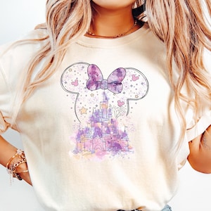 Disney Minnie Castle Shirt, Magical Castle Shirt, Disney Watercolor Castle Tee, Disneyland Shirt, Minnie Ears tee, Disney Family Shirt