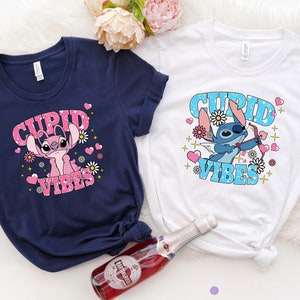 Disneyland Stitch and Angel Valentine Shirt, Stitch Valentine Day Shirt, Her Stitch Shirt, Stitch Lovers Shirt, Stitch and Lilo Couple Tee