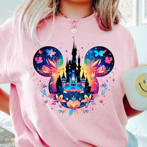 Retro Watercolor Disney Castle shirt, Disney world Disneyland Shirt, Mickey Balloon Tee, Disney Family Vacation Shirt, Magic Kingdom Shirts