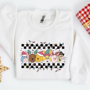 Retro Winnie the Pooh Christmas Sweatshirt, Pooh Christmas Sweatshirt, Holiday Sweater, Winter Crewneck Shirt, Christmas Family Sweatshirt