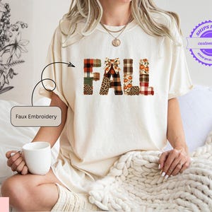 Comfort Colors Fall Letter Graphic Shirt, Autumn Patchwork Tee, Thanksgiving Gift