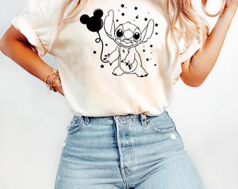Disney Stitch Balloon Shirt, Lilo And Stitch Shirt, Disneyland Trip Shirt, Stitch Fun Gift, Matching Shirt, Birthday Gift, Disneyworld shirt