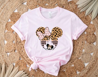 Leopard Print Minnie Mouse Shirt, Cute Disney Mom Shirt, Leopard Minnie Ear Shirt, Leopard Women Shirt, Disney Family Vacation Shirts