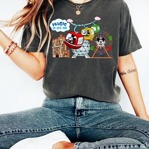 Vintage Mickey and Friends Skyliner Travel The World From Above Walt Shirt, Epcot Disney Washed Tee, Walt Disney World Trip image 3