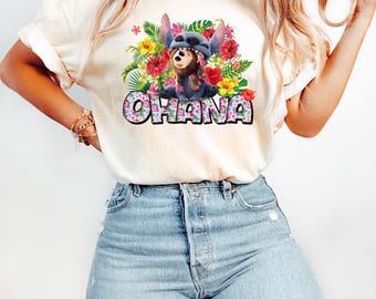 Disney Lilo & Stitch Ohana Means Family Shirt, Disney Stitch Shirt, Aloha Hawaii Tee, Magic Kingdom, Disneyland Family Matching Trip T-shirt
