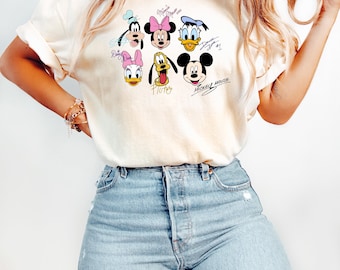 Mickey and Friends Signatures Shirt, Magical Sweatshirt, Disney Characters T-Shirt, Disney Mouse Head Tee, Mickey and Co Gift, Disney Shirt